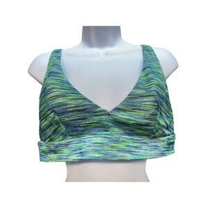 Aerie Womens Scoop Space Dye Bikini Top Swimwear Sze XL Green Blue Stretch Beach